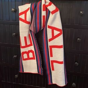 Warm winter scarf Urban Outfitters with writing Be All End All two sided beauty